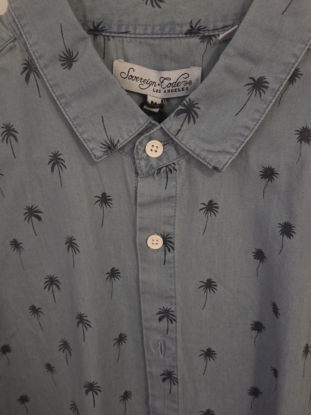 Sovereign Code Light Blue Palm-Print Men's Shirt